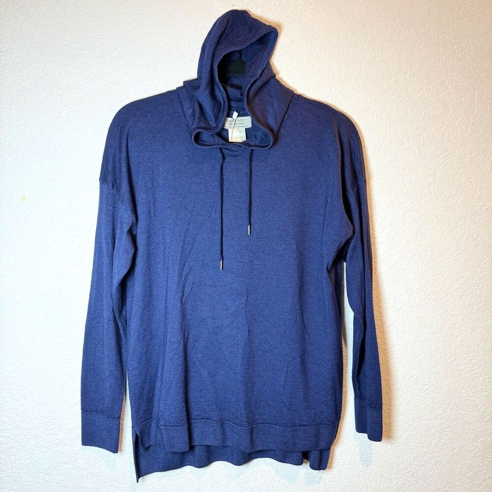 Falconeri 100% Cashmere Hoodie Sweater Navy Blue NWT XS Luxury Knitwear